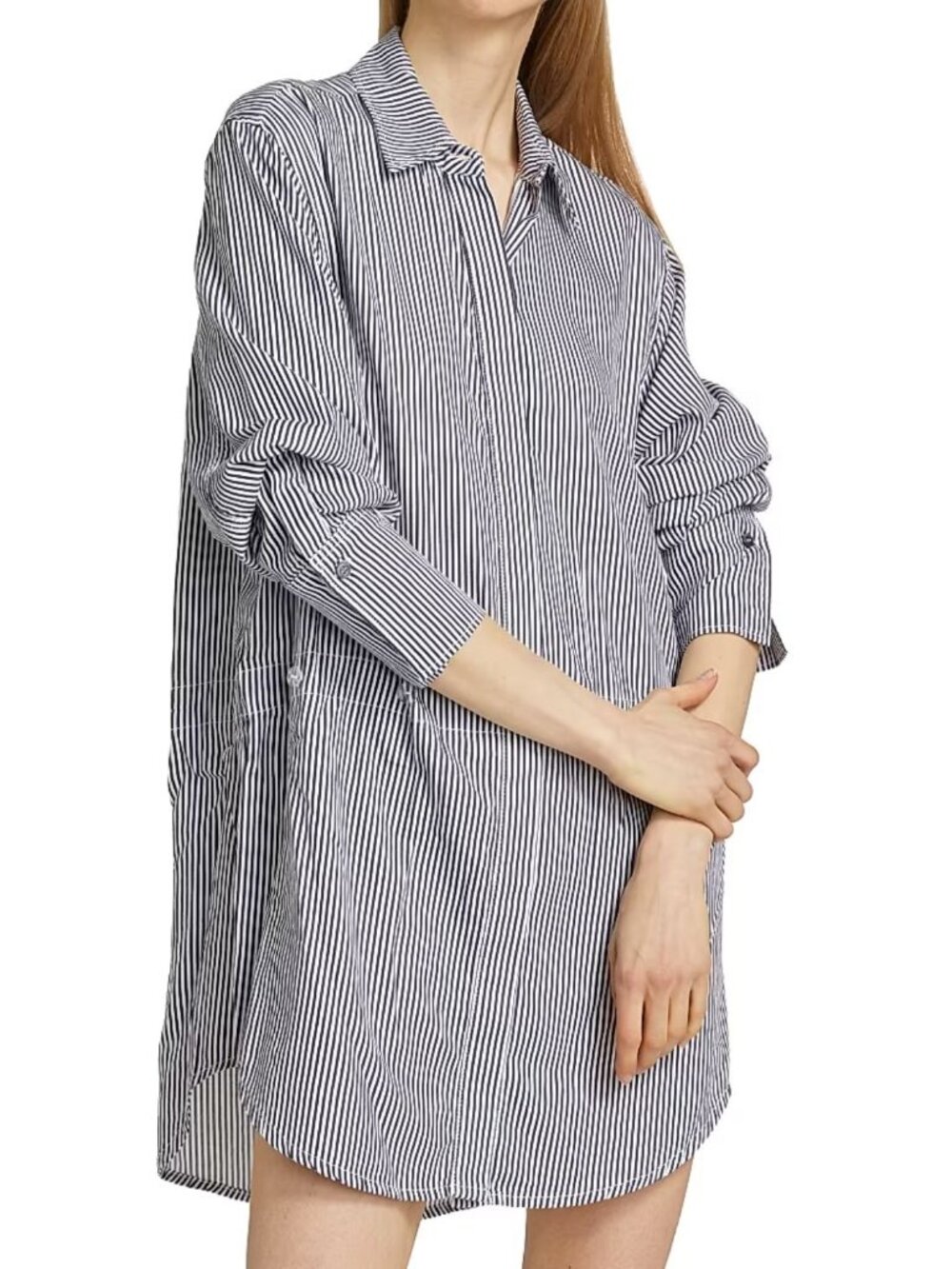 Jonathan SIMKHAI Eastyn Long Sleeve Mini Dress Blue Stripe Size 2